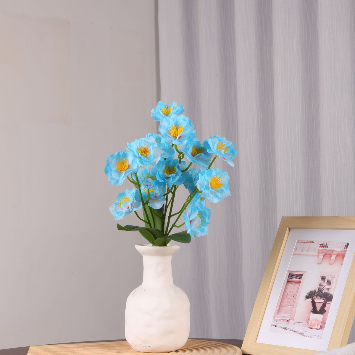 Künstlicher Flieder-Blumenstrauß mit 20 Blüten, 25 cm hoch, PU-Material, für Hochzeit, Dekoration, Büro, Zuhause