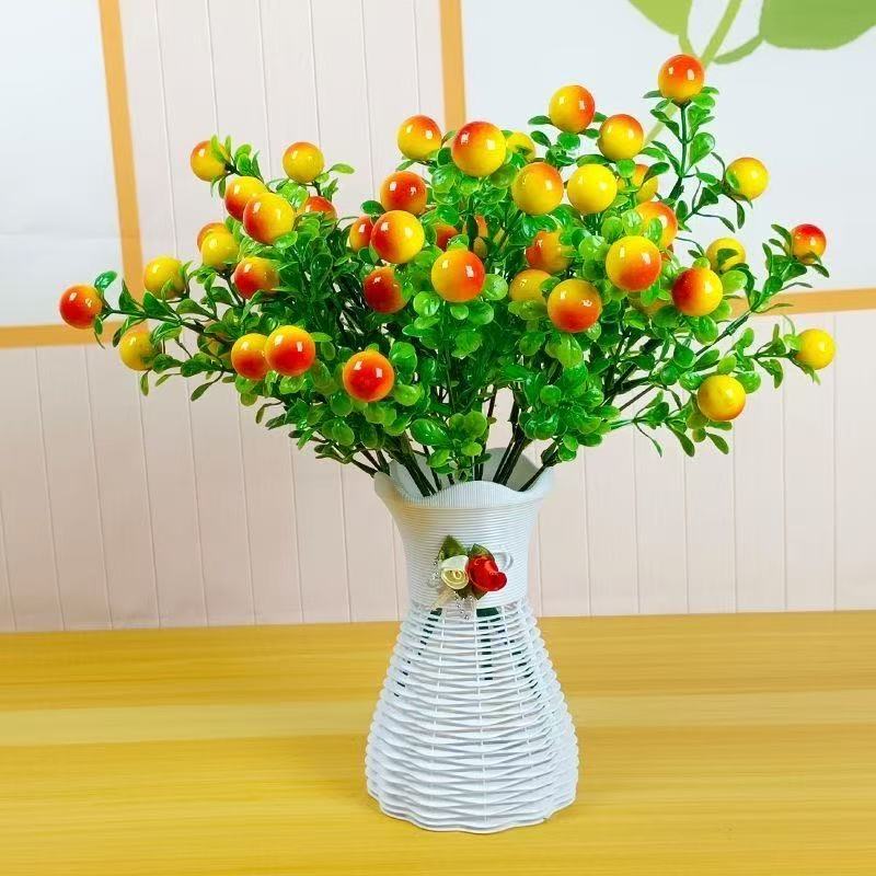 Künstlicher Wildfrüchte-Busch, 1 Stück, Kunststoff-Mix, 35 cm, für Hochzeit, Hotel, Büro und Zuhause