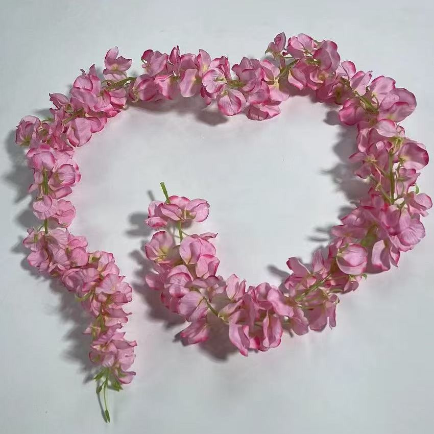 Künstliche Glyzinien-Girlande, 150 cm, Seidenstoff, 168 Blüten, für Hochzeit, Outdoor und Innenraum