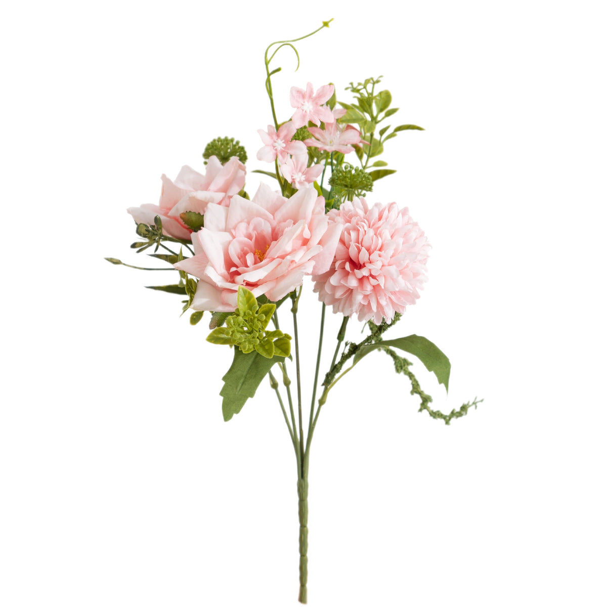 28 cm künstliche Rosenstrauß mit Chrysanthemen und Millet, Kunststoff, 5 Blüten, für Hochzeiten und Innendekoration