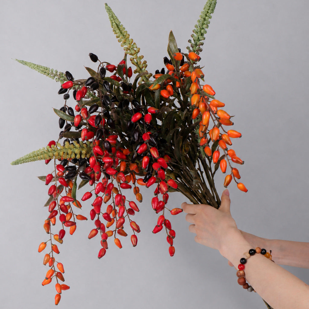 85 cm künstliche Goji-Beeren-Deko, Busch für Floristik, Hochzeit, Innen- und Außendekoration