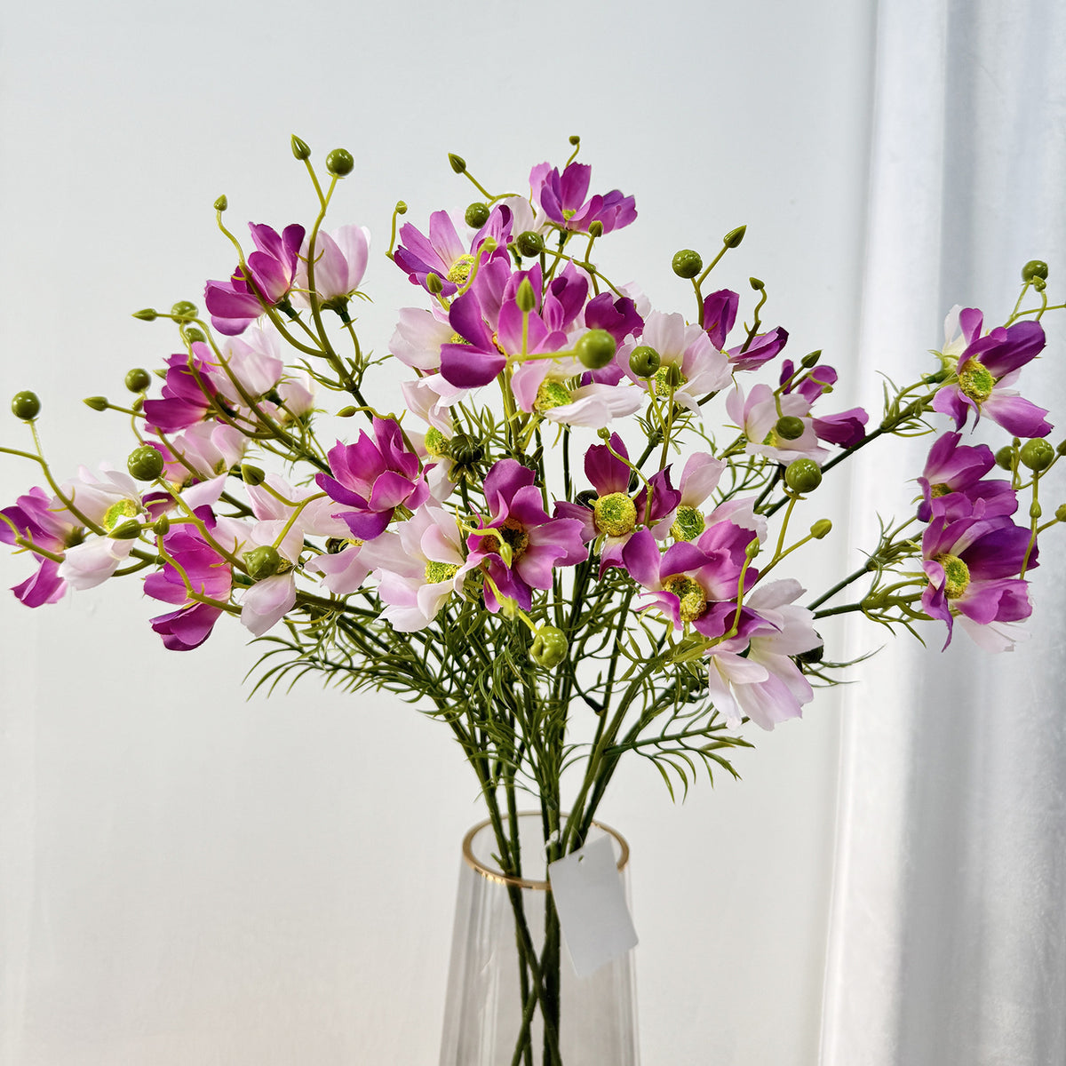 Künstliche Cosmea (Schmuckkörbchen) Strauß mit 8 Blüten, 68 cm hoch, Seidenstoff-Dekoration für Hochzeit, Wohnung und Geschäftsräume