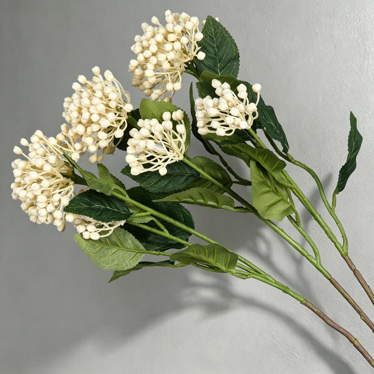 Künstlicher Wildfrucht-Zweig, Kunstblumen-Busch mit 2 Fruchtköpfen, Kunststoff, 54,5 cm, für Deko & Hochzeit