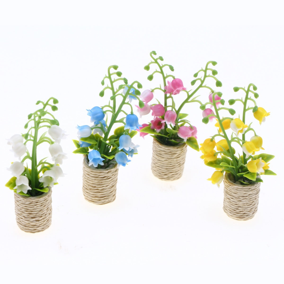 Miniatur-Maiglöckchen Pflanze im Topf, 10 cm hoch, Kunststoff (PE/PVC), für Wohnaccessoires und Szenengestaltung