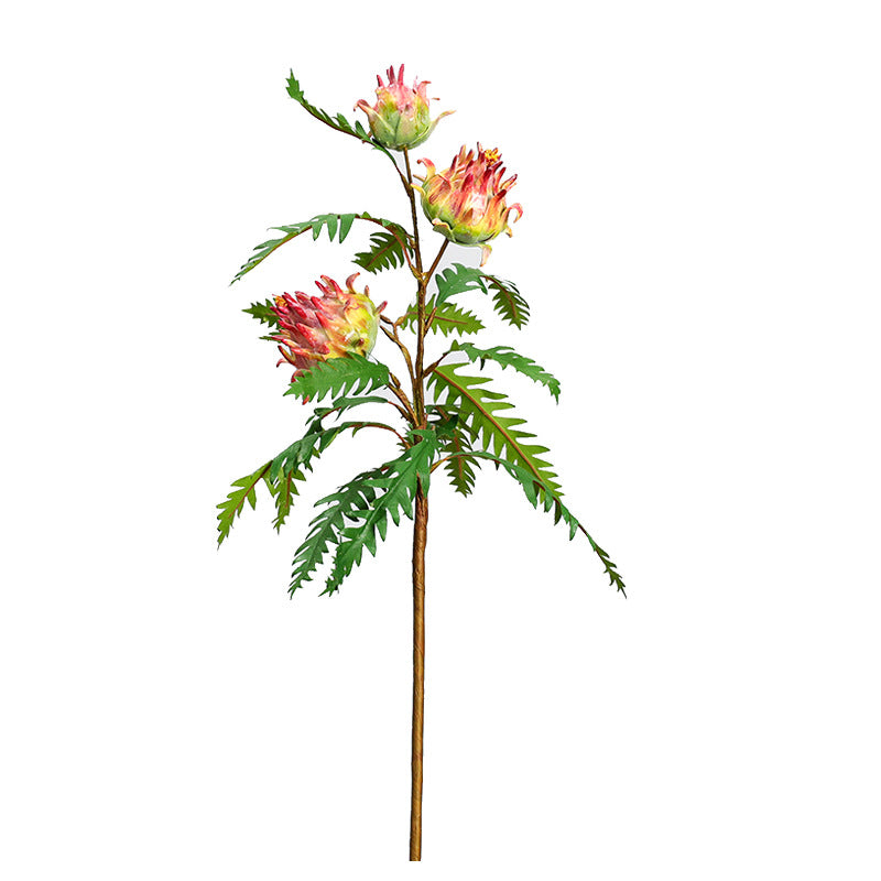 Künstliche Distel / Artischocke, einzelner Stiel mit 14 Blättern, 100 cm Länge, für Innendekoration und Floristik