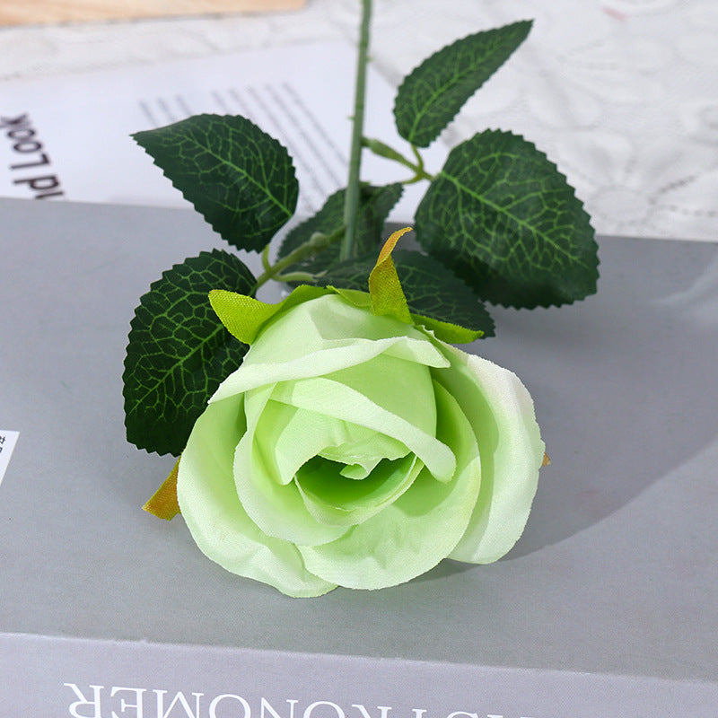Künstliche Schneeberg-Rose, Einzelstiel mit 1 Blüte, biegbarer Stiel aus Stoff und Draht, für Hochzeit, Hotel und Zuhause