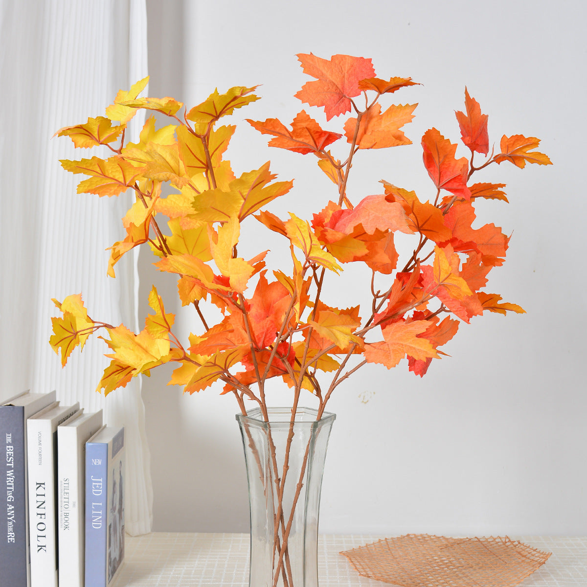 Künstlicher Ahornzweig, 70 cm, Einzelstamm ohne Blumentopf, für Hochzeiten, Innenraumdekoration und kommerzielle Räume
