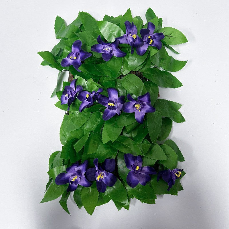 Künstliche Veilchen-Hecke, ausziehbarer Zaun aus Kunstblumen, 1 Stück, Stoff, für Garten, Balkon, Hochzeit und Gastronomie