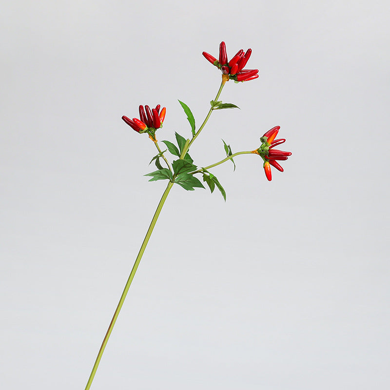 Künstlicher Chili-Zweig, 69 cm, 32 Blüten, einzelner Stiel aus Schaumstoff, für Innenraumdekoration