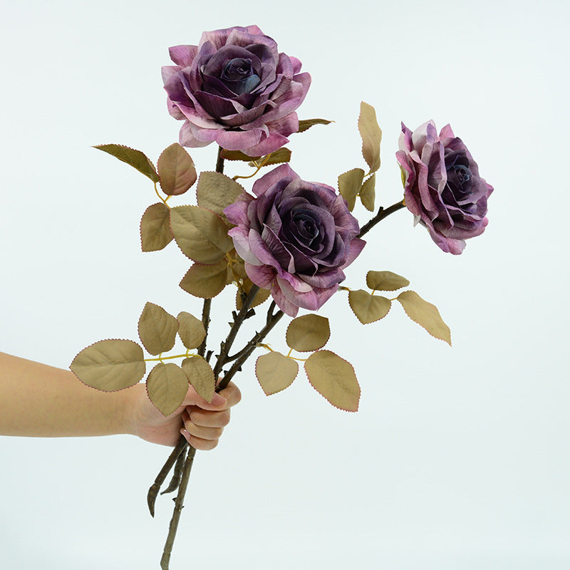 Künstliche Rosen, Seidenblumen Bouquet mit 3 Stielen, 49 cm, für Hochzeit, Dekoration, Büro
