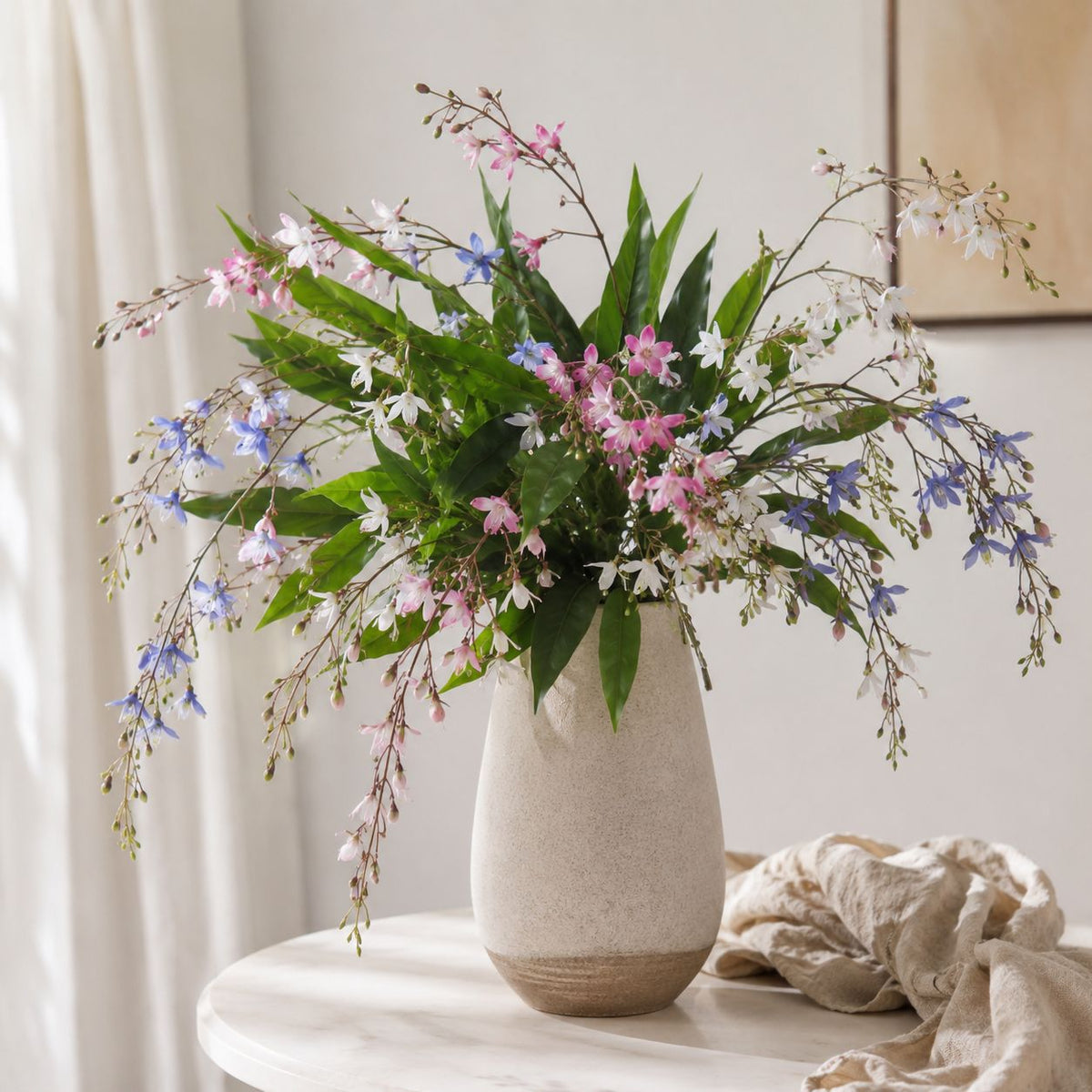 Kunstblumen Hängender Jasmin, Blumenbusch aus PU, 88 cm lang, für Hochzeit, Hotel und Schaufenster
