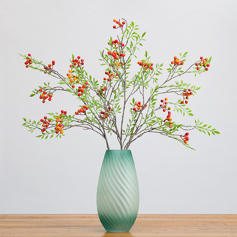 Künstlicher Coriaria-Zweig mit Blättern und Früchten, 98 cm, einzelner Stiel, für Innendekoration und Floristik