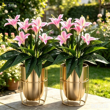 Künstliche Lilienstrauß, 3 Blüten, UV-beständig für Innen- und Außenbereich