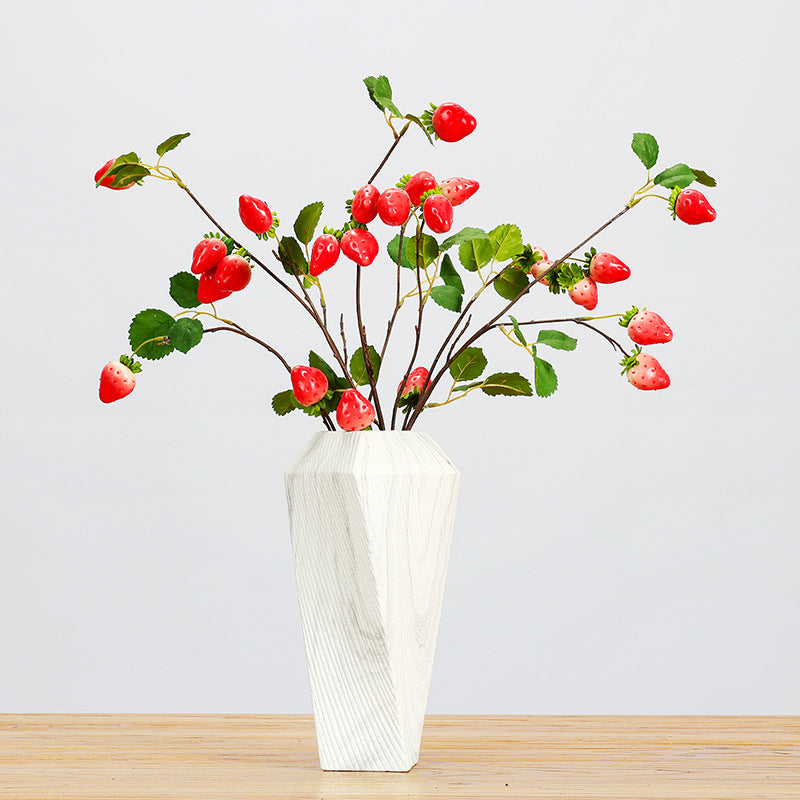 Künstliche Erdbeerranke, 1 Stamm mit 8 Früchten, 72 cm, Schaumstoff, für Floristik & Dekoration