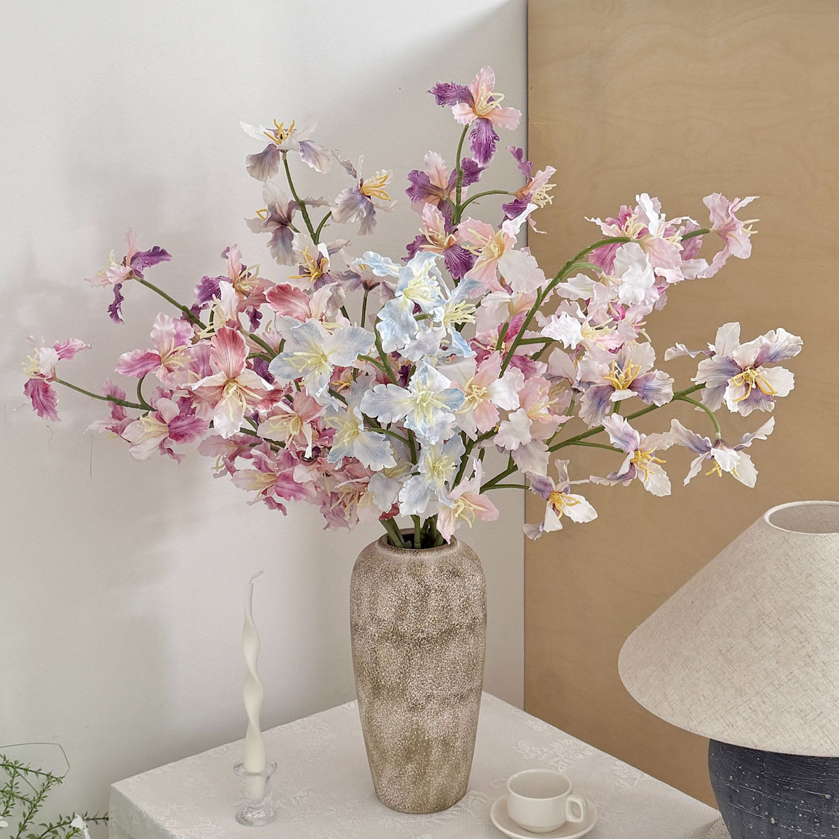 Künstliche Iris mit 9 Blüten, 94 cm hoch, aus Seidenstoff, für Hochzeiten, Innen- und Außendekoration