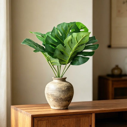 Künstliche Monstera-Pflanze, 9 Blätter, 100 cm hoch, für Innen- und Außenbereich, UV-beständig