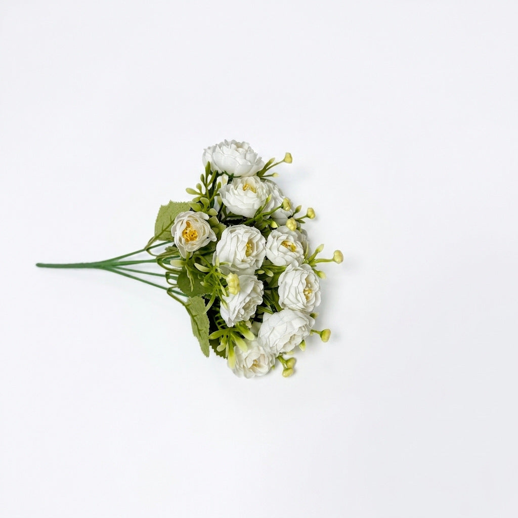 Künstliche Rosenbüschel mit 15 Blüten, 34 cm hoch, aus Seidenstoff, für Hochzeit, Dekoration, Innenraum
