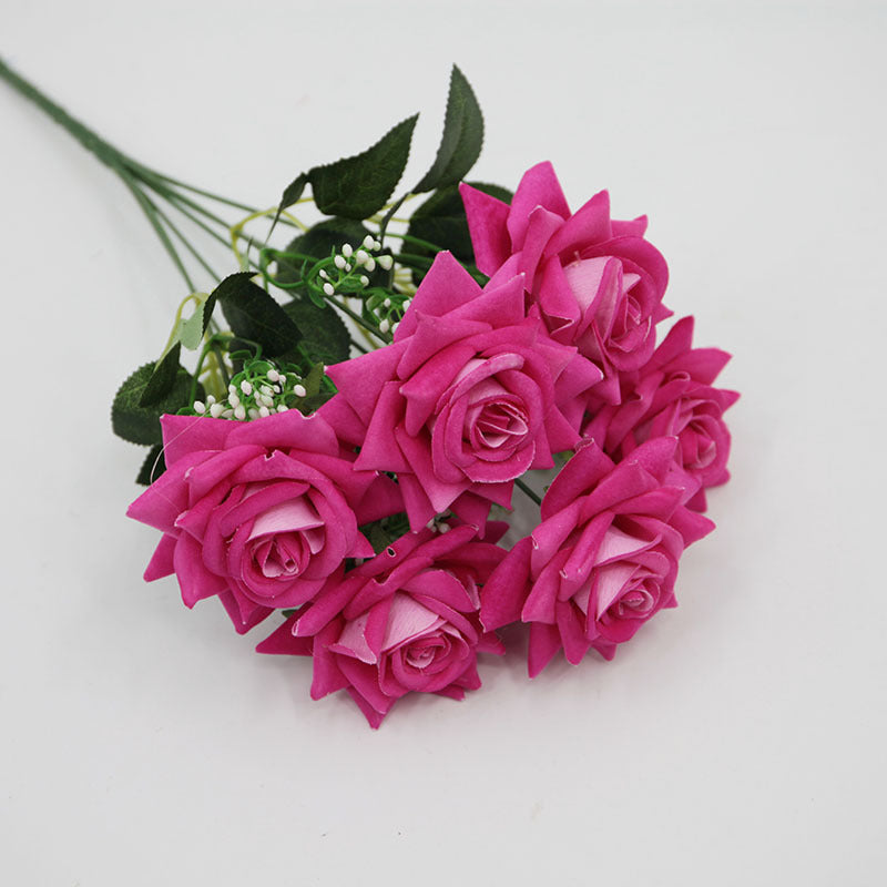 Künstliche Rosenblüten-Busch, 7 Blüten, 38 cm hoch, Seidenstoff, für Hochzeit, Dekoration, Innenraum
