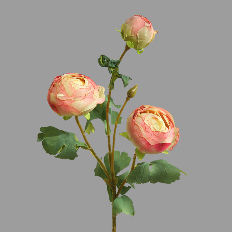 Künstliche Blumensträußer, 3-köpfige geröstete Rand-Tee-Rosen, 52 cm hoch, modern, aus Seidenstoff, für Innenraum-Deko, Hochzeiten, Events