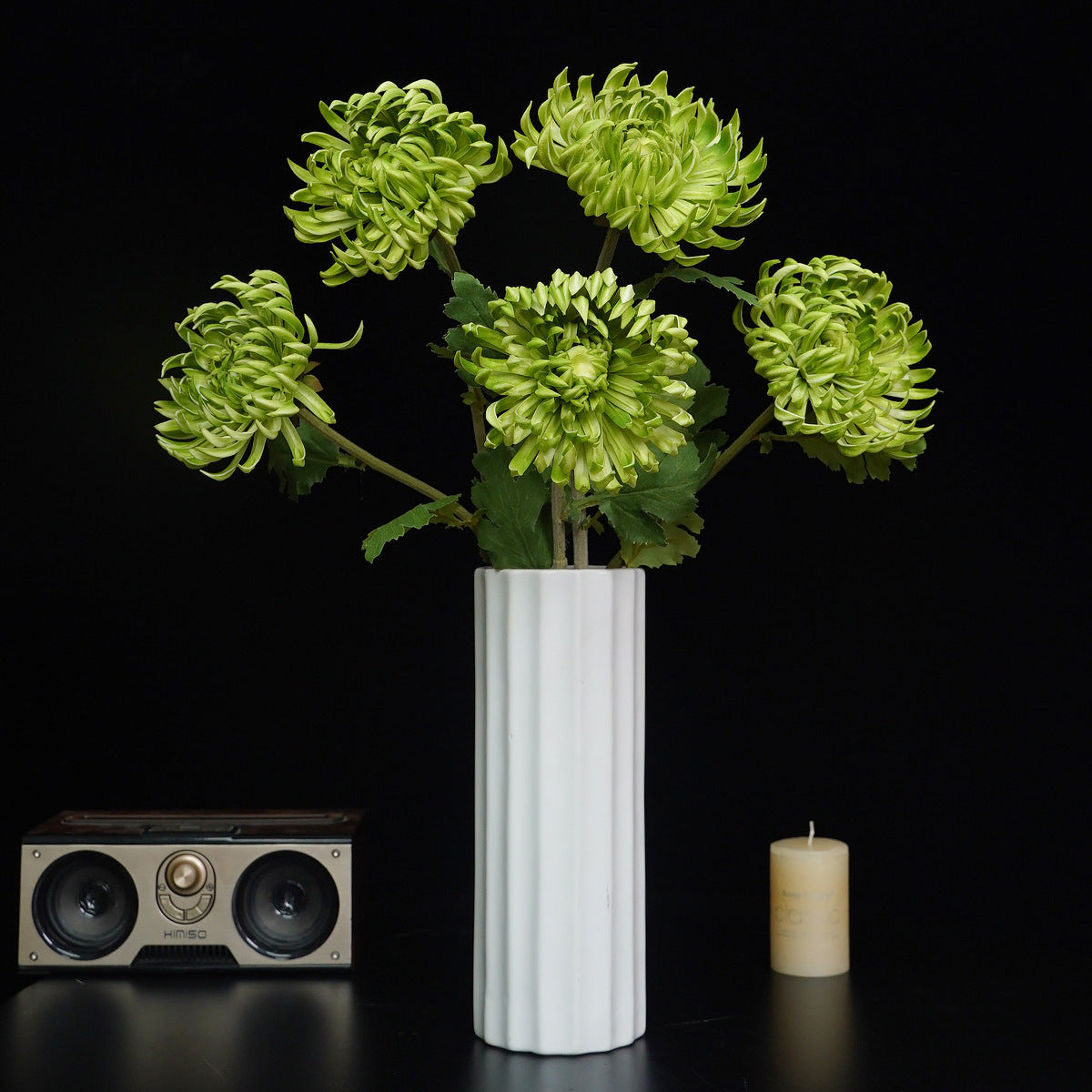 Künstliche Chrysantheme Einzelstiel, 59 cm hoch mit 11 cm Blütendurchmesser, aus seidigem Polyesterstoff für Hochzeiten und Home-Deko