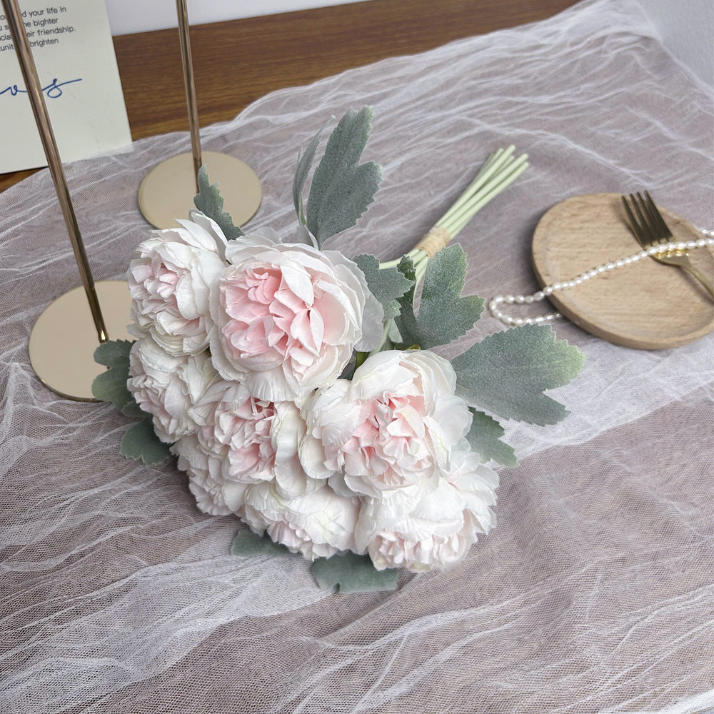 Künstliche Lotusblumenstrauß, 8-stänglig, Höhe 32 cm, Breite 20 cm, für Hochzeiten, Innendekoration und Veranstaltungen