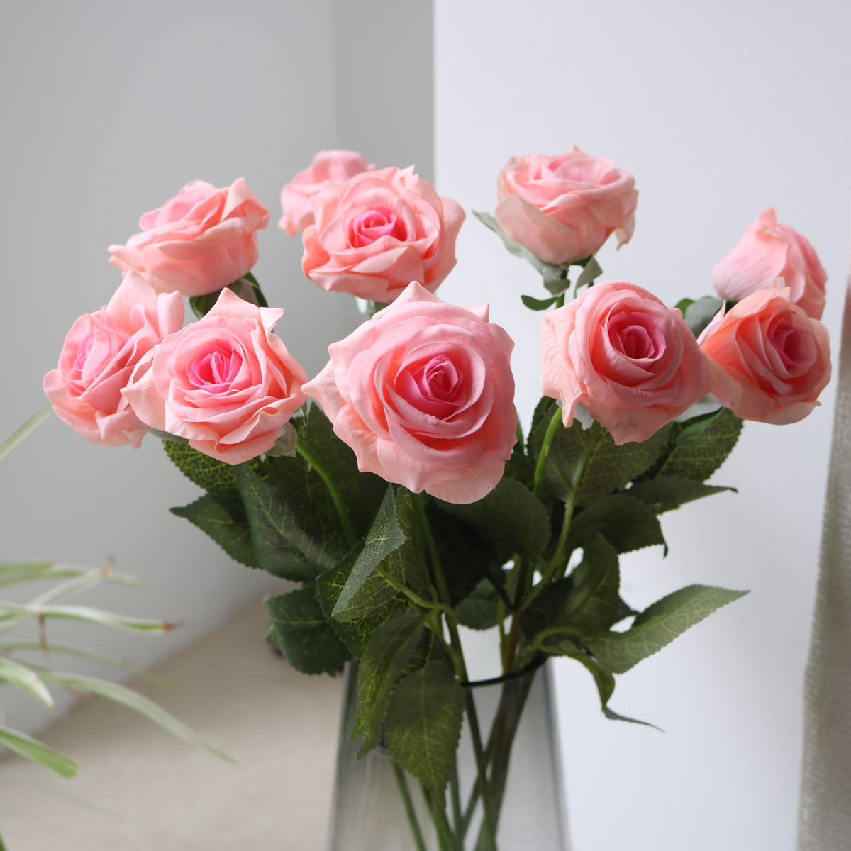 Künstliche Rosenblüten Bouquet aus Seidenstoff, 10 Stück, 43 cm, für Hochzeit, Dekoration, Innenraum