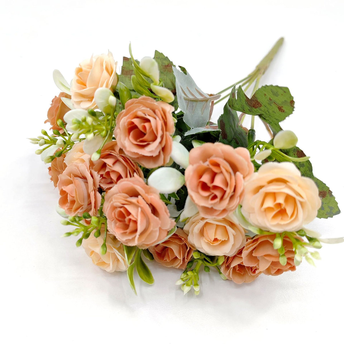 Künstliche Rose, Strauß mit 15 Blüten, 30 cm hoch, Seidenstoff, für Hochzeiten und Innendekoration