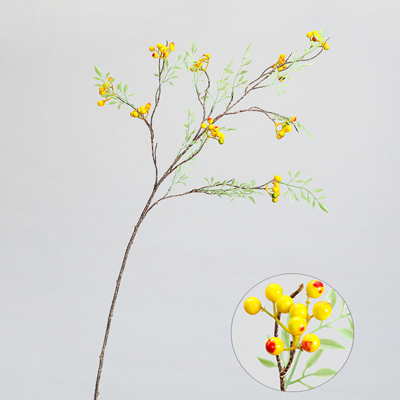 Künstlicher Coriaria-Zweig mit Blättern und Früchten, 98 cm, einzelner Stiel, für Innendekoration und Floristik
