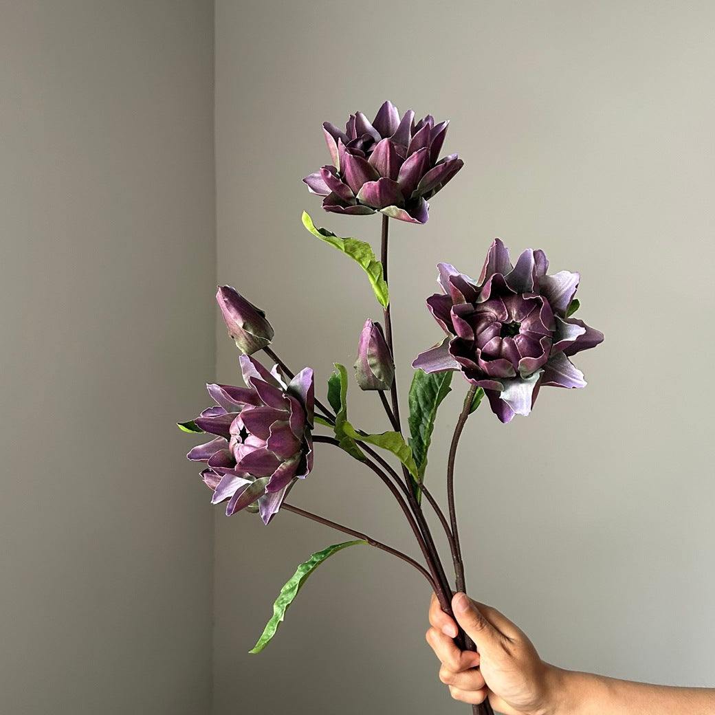 Kunstblume Distel & Ananasblüte, Einzelstiel mit 2 Blüten, 67 cm hoch, Kunststoff, für Hochzeit, Dekoration, Büro