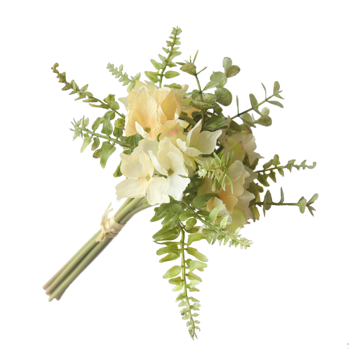 Künstliche Hortensien und Eukalyptus-Strauß, 33 cm, PE/PVC, ländlicher Stil, für Hochzeiten, Zuhause und Außenbereich