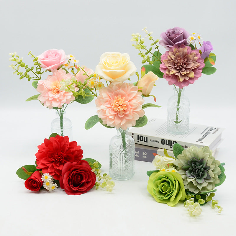 Künstliche Seidenblumen Pfingstrose/Dahlie Busch 30 cm, Landhausstil, Hochzeit Dekoration, Büro, Hotel, Schaufenster
