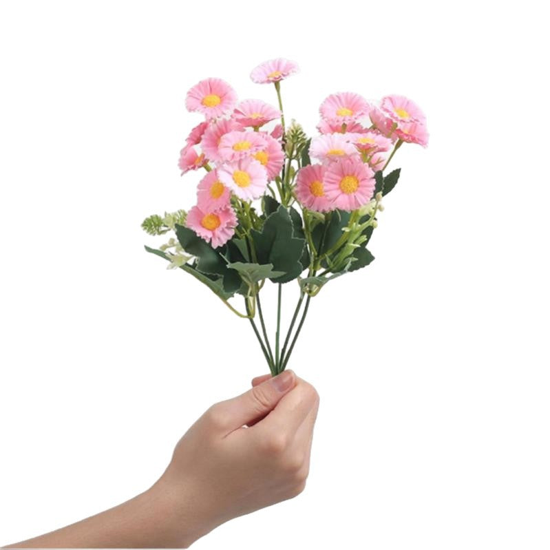 Künstliche Gänseblümchen-Pflanze, Kunstblumen-Busch mit mehreren Blütenköpfen, 35 cm, Mischmaterial, für Hochzeit und Gastronomie