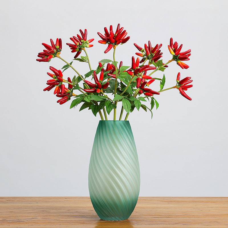 Künstlicher Chili-Zweig, 69 cm, 32 Blüten, einzelner Stiel aus Schaumstoff, für Innenraumdekoration