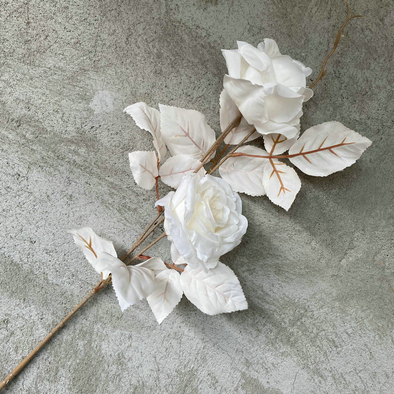 Künstliche Iris-Rose, 1 Stiel mit 2 Blüten, 80 cm Höhe, aus Seidenstoff, für Hochzeiten und Wohnaccessoires