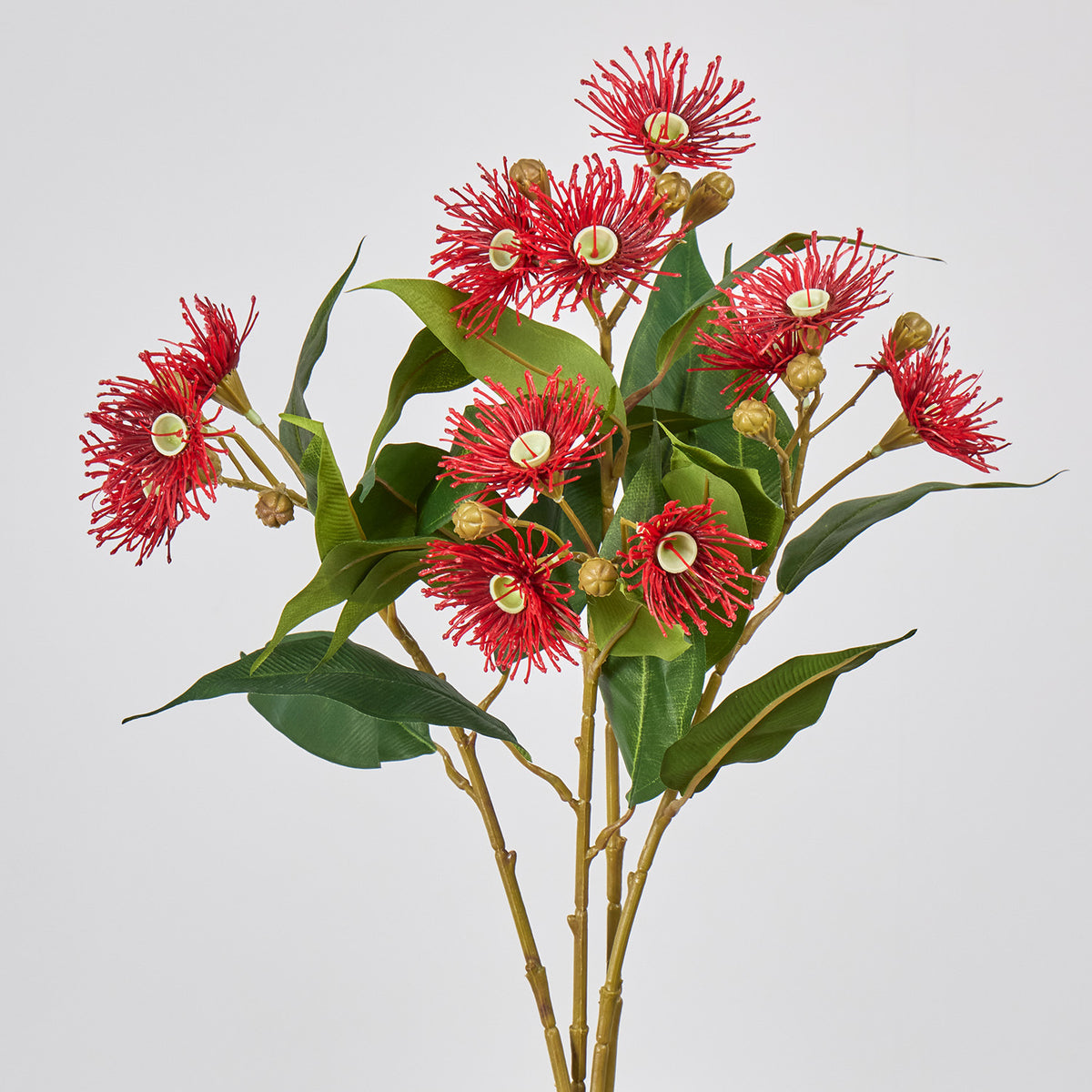 Künstliche Blumenarrangement, 3 Blütenköpfe (Wilder Hafer, Eukalyptus, Pusteblume, Zwiebelblume), 48 cm, single Stem, für Hochzeit, Dekoration, Innenraum