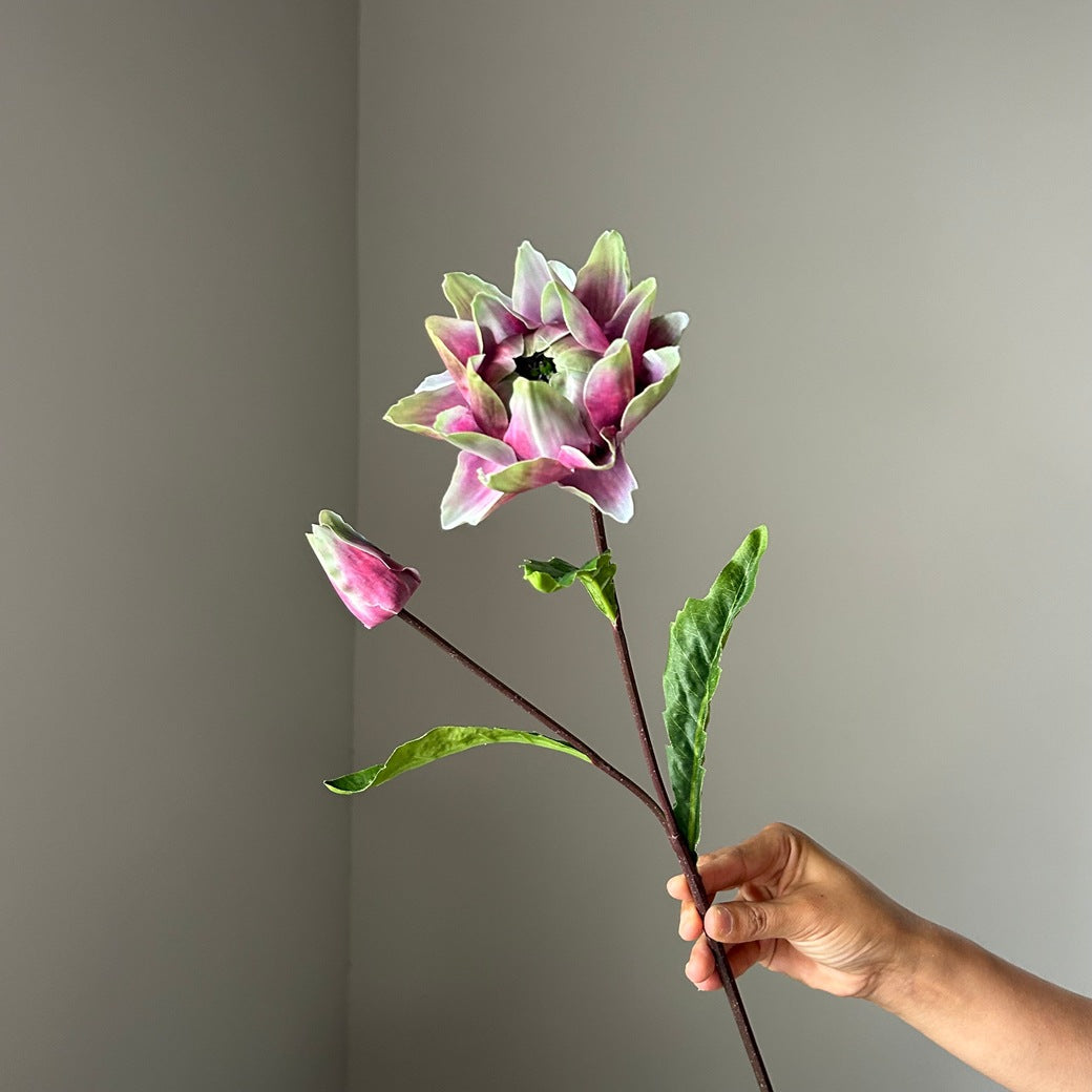 Kunstblume Distel & Ananasblüte, Einzelstiel mit 2 Blüten, 67 cm hoch, Kunststoff, für Hochzeit, Dekoration, Büro