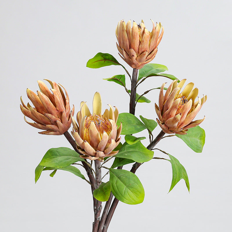 Künstliche Protea Blüte, einzelner Stiel mit 1 Blütenkopf, 63 cm hoch, aus seidenähnlichem Polyester, für Hochzeitsdekoration und Inneneinrichtung