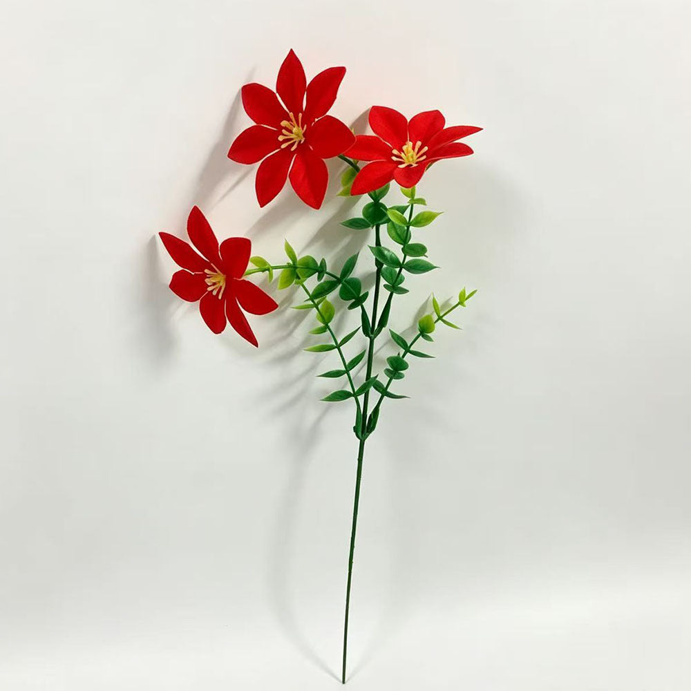 Künstliche Weihnachtsstern-Eukalyptus Einzelstängel, 30 cm, 10er-Pack, PE/PVC, für Hochzeiten, Innendekoration, ganzjähriger Einsatz