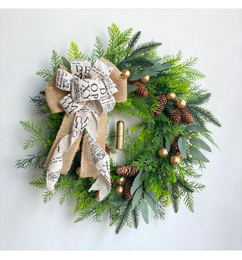 Weihnachtskranz mit Tannenzapfen und Glöckchen, 45 cm Durchmesser, rustikale Türdekoration, festliche Weihnachtsdekoration