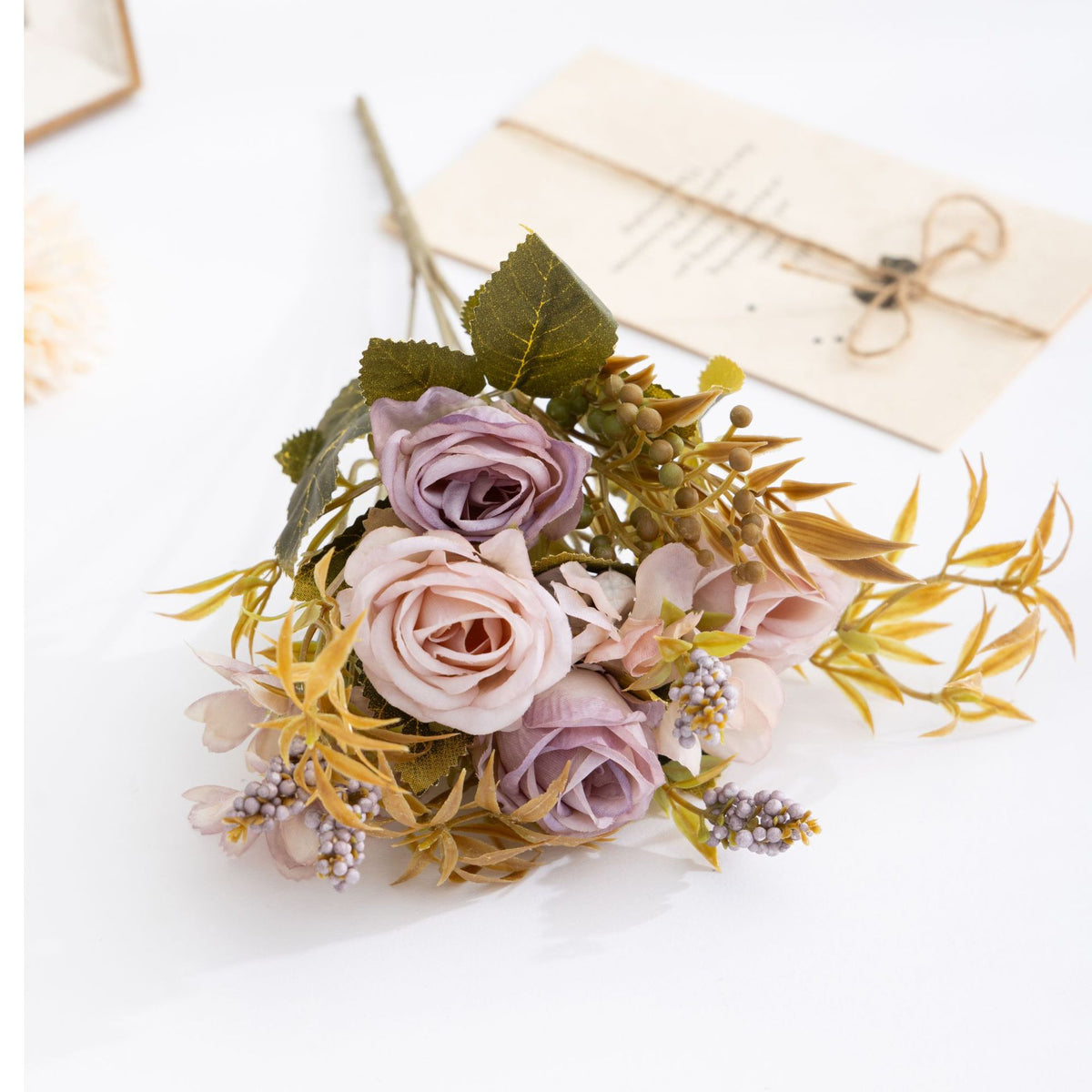 Künstliche Rosenstrauß, 35 cm hoch, 11 Blüten, aus Seidenstoff, für Hochzeiten, Innenraumdekor und Geschäftsausstattung