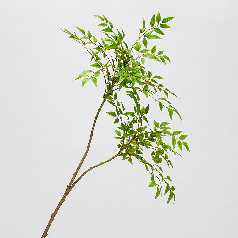 Künstlicher Nandina-Zweig, 110 cm, Einzelstiel mit 22 Blättern, für Innenraumdekoration, Hochzeitsfloristik und Gewerberäume