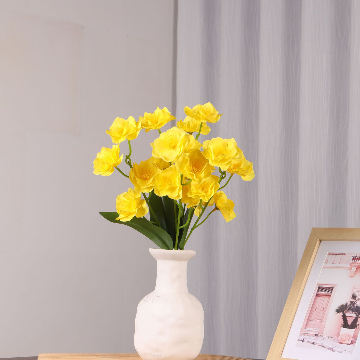 Künstlicher Flieder-Blumenstrauß mit 20 Blüten, 25 cm hoch, PU-Material, für Hochzeit, Dekoration, Büro, Zuhause
