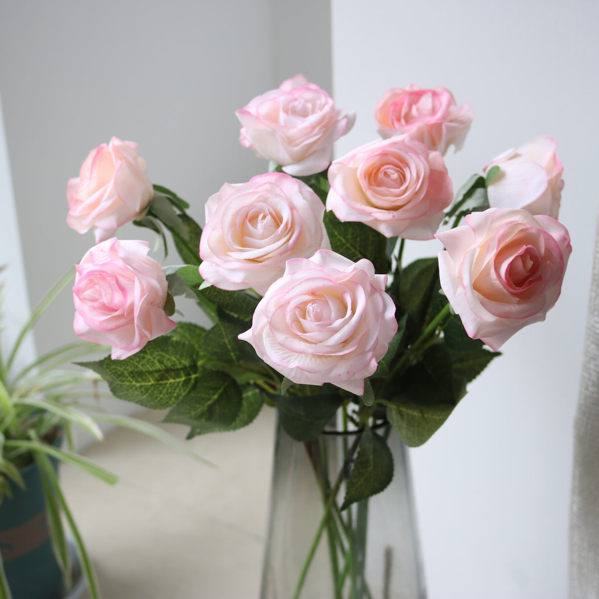 Künstliche Rosenblüten Bouquet aus Seidenstoff, 10 Stück, 43 cm, für Hochzeit, Dekoration, Innenraum