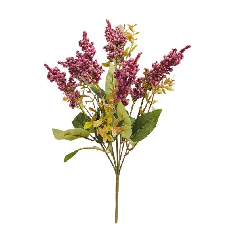 Künstliche Wildbeeren-Busch mit 7 Blüten, 40 cm hoch, aus Schaumstoff für Wohnraum und Gewerbe