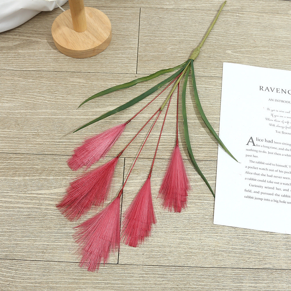 50 cm künstliche Pampasgras-Deko, einzelne Stange, modern, für Hochzeit & Innenraum, 5 Verzweigungen