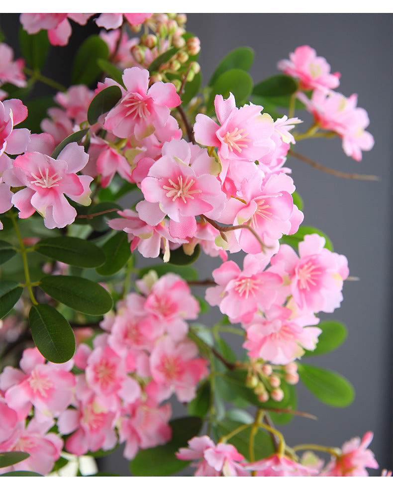 Künstliche Blume, 74 cm, Seidenstoff, Einzelstiel mit 30 Blüten, Weiß/Rosa, für Zuhause, Hotel, Schaufenster