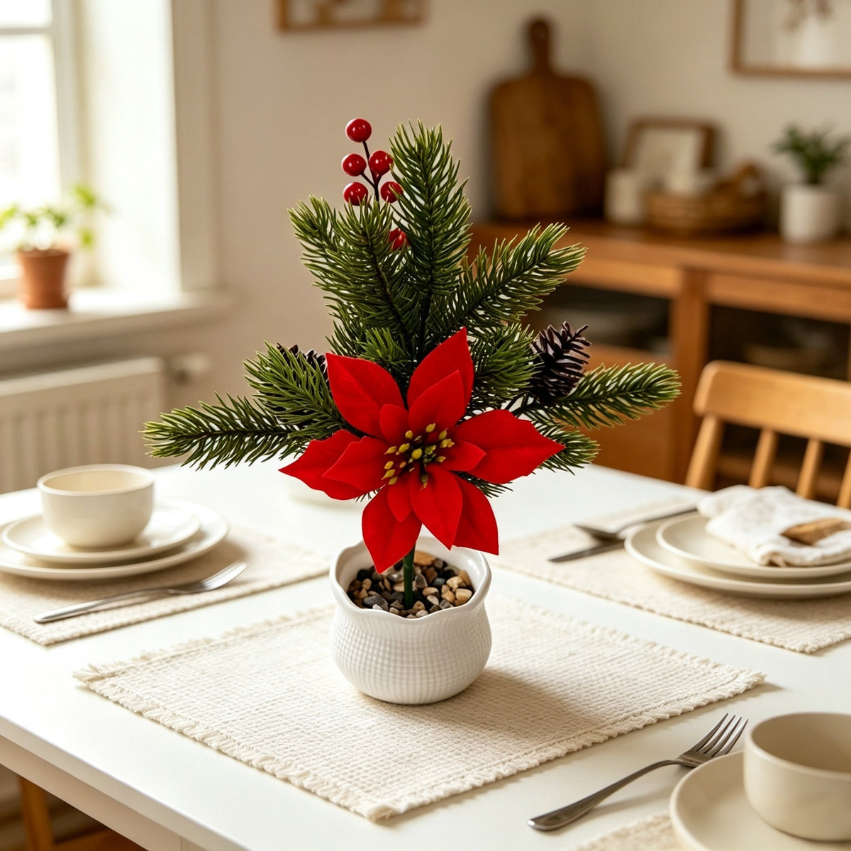 2 künstliche Weihnachtssterne, 36 cm hoch, aus Seidenstoff, für Hochzeiten, Geschäftsräume und Zuhause