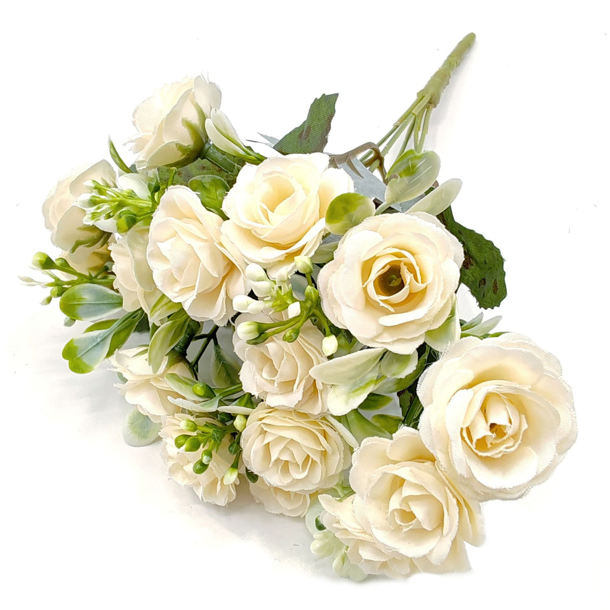 Künstliche Rose, Strauß mit 15 Blüten, 30 cm hoch, Seidenstoff, für Hochzeiten und Innendekoration