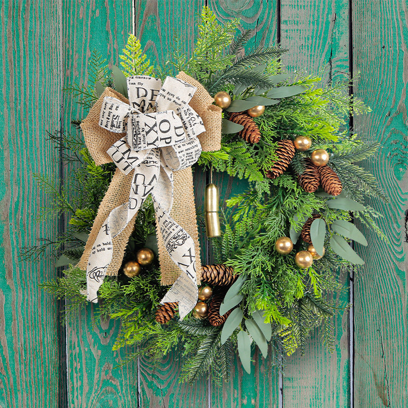 Weihnachtskranz mit Tannenzapfen und Glöckchen, 45 cm Durchmesser, rustikale Türdekoration, festliche Weihnachtsdekoration