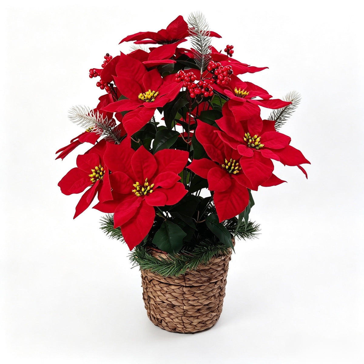 Künstliche Weihnachtssterne, 58 cm, 24 Blüten, Samtstoff, für Hotel, Büro, Hochzeit